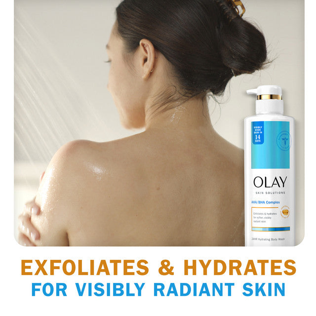 Olay Skin Solutions Women's Body Wash with AHA/BHA Complex, for All Skin Types, 17.9 fl oz